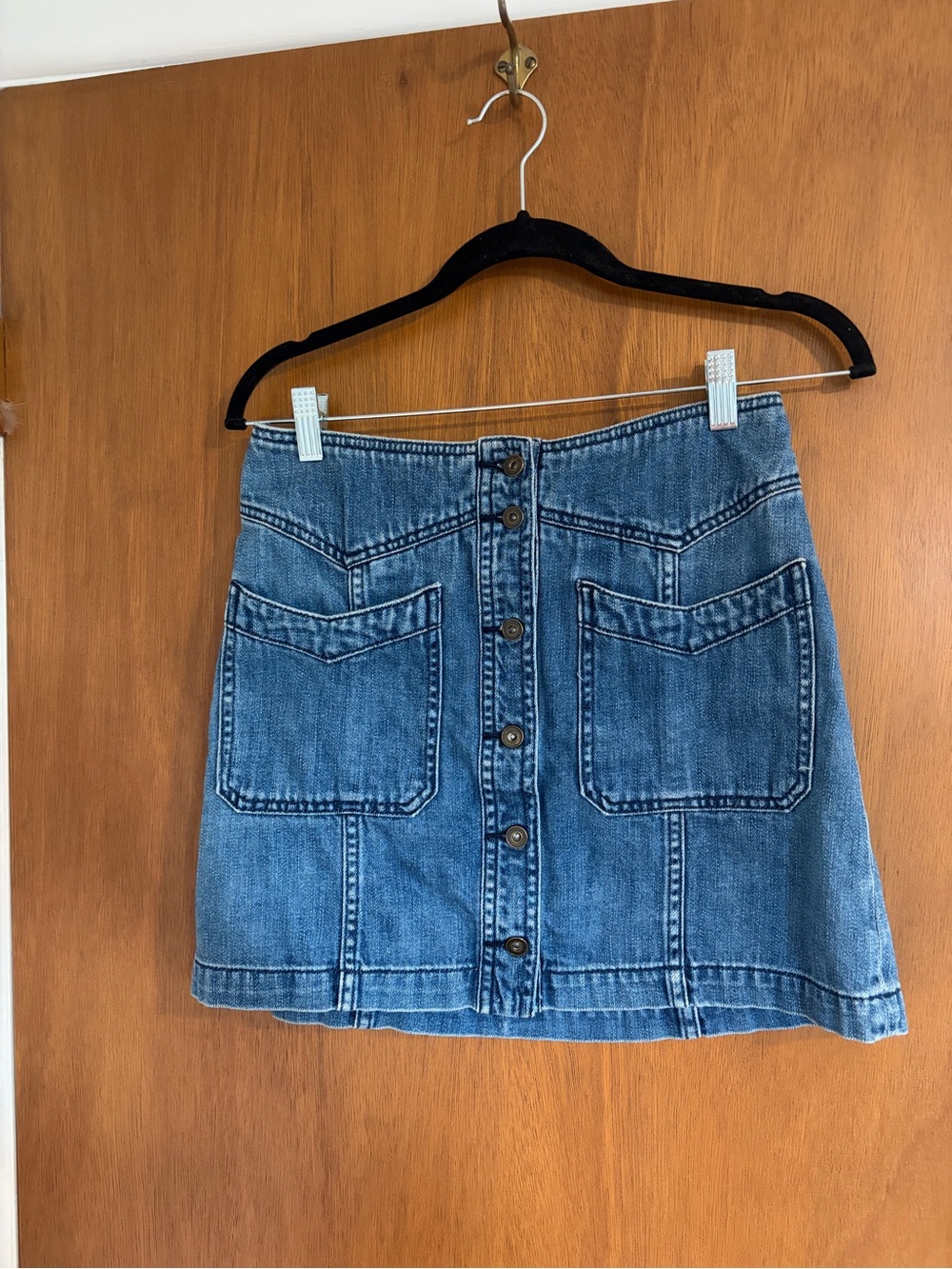 Free People Button-Front Denim Skirt